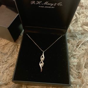 Macy's 14k White Gold & Diamond Women's Necklace